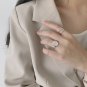 Modern Double Layers Lines Cross 925 Sterling Silver Adjustable Ring Rhodium