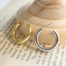 Modern Letter C Shape New 925 Sterling Silver Hoop Earrings Rhodium