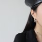 Modern Letter C Shape New 925 Sterling Silver Hoop Earrings Rhodium