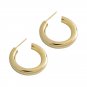 Modern Letter C Shape New 925 Sterling Silver Hoop Earrings Yellow Gold