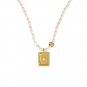 Modern Natural Pearl Geometry Rectangle Tag 925 Sterling Silver Necklace Silver