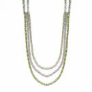 Modern Preppy Light Yellow, Pink and Light Green CZ Tri-Strand Necklace N4118
