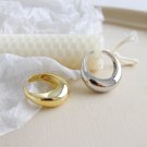 Modern Simple Round Circle Wide 925 Sterling Silver Adjustable Ring Yellow Gold