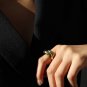 Modern Simple Round Circle Wide 925 Sterling Silver Adjustable Ring Yellow Gold