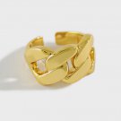 Modern Thick Hollow Chain 925 Sterling Silver Adjustable Ring Rhodium