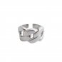 Modern Thick Hollow Chain 925 Sterling Silver Adjustable Ring Yellow Gold