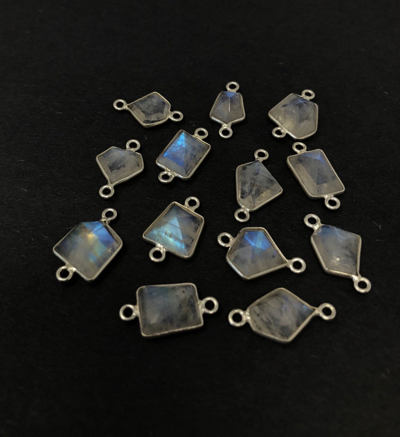 Moonstone Connector; Gemstone Connector; Silver ConneMoonstone Charm Jewelry Findings DIY Jewelry