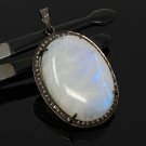 Moonstone GemstPave Diamond Pendant White Moonstone Pendant Sterling Silver Jewelry Default Title