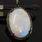 Moonstone GemstPave Diamond Pendant White Moonstone Pendant Sterling Silver Jewelry Default Title