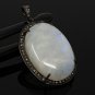 Moonstone GemstPave Diamond Pendant White Moonstone Pendant Sterling Silver Jewelry Default Title