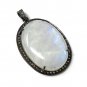 Moonstone GemstPave Diamond Pendant White Moonstone Pendant Sterling Silver Jewelry Default Title