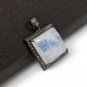 MoonstSilver Pendant Pave Diamond Pendant Oxidized Silver Rainbow Moonstone Pendant Default Title