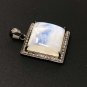 MoonstSilver Pendant Pave Diamond Pendant Oxidized Silver Rainbow Moonstone Pendant Default Title