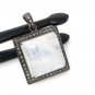 MoonstSilver Pendant Pave Diamond Pendant Oxidized Silver Rainbow Moonstone Pendant Default Title