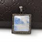 MoonstSilver Pendant Pave Diamond Pendant Oxidized Silver Rainbow Moonstone Pendant Default Title