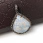 MoonstSilver Pendant Pave Diamond Pendant Oxidized Silver Rainbow Moonstone Pendant Default Title