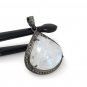 MoonstSilver Pendant Pave Diamond Pendant Oxidized Silver Rainbow Moonstone Pendant Default Title