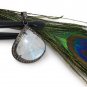 MoonstSilver Pendant Pave Diamond Pendant Oxidized Silver Rainbow Moonstone Pendant Default Title