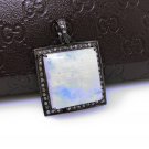 MoonstSilver Pendant Pave Diamond Pendant Oxidized Silver Rainbow Moonstone Pendant Default Title
