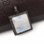 MoonstSilver Pendant Pave Diamond Pendant Oxidized Silver Rainbow Moonstone Pendant Default Title