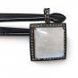 MoonstSilver Pendant Pave Diamond Pendant Oxidized Silver Rainbow Moonstone Pendant Default Title