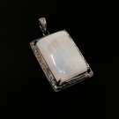 MoonstSilver Pendant Pave Diamond Pendant Oxidized Silver Rainbow Moonstone Pendant Default Title
