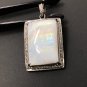 MoonstSilver Pendant Pave Diamond Pendant Oxidized Silver Rainbow Moonstone Pendant Default Title