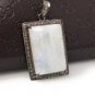 MoonstSilver Pendant Pave Diamond Pendant Oxidized Silver Rainbow Moonstone Pendant Default Title