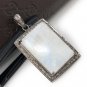 MoonstSilver Pendant Pave Diamond Pendant Oxidized Silver Rainbow Moonstone Pendant Default Title