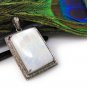 MoonstSilver Pendant Pave Diamond Pendant Oxidized Silver Rainbow Moonstone Pendant Default Title