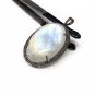MoonstSilver Pendant Pave Diamond Pendant Oxidized Silver Rainbow Moonstone Pendant Default Title