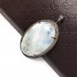 MoonstSilver Pendant Pave Diamond Pendant Oxidized Silver Rainbow Moonstone Pendant Default Title