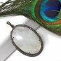 MoonstSilver Pendant Pave Diamond Pendant Oxidized Silver Rainbow Moonstone Pendant Default Title