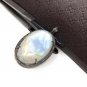 MoonstSilver Pendant Pave Diamond Pendant Oxidized Silver Rainbow Moonstone Pendant Default Title