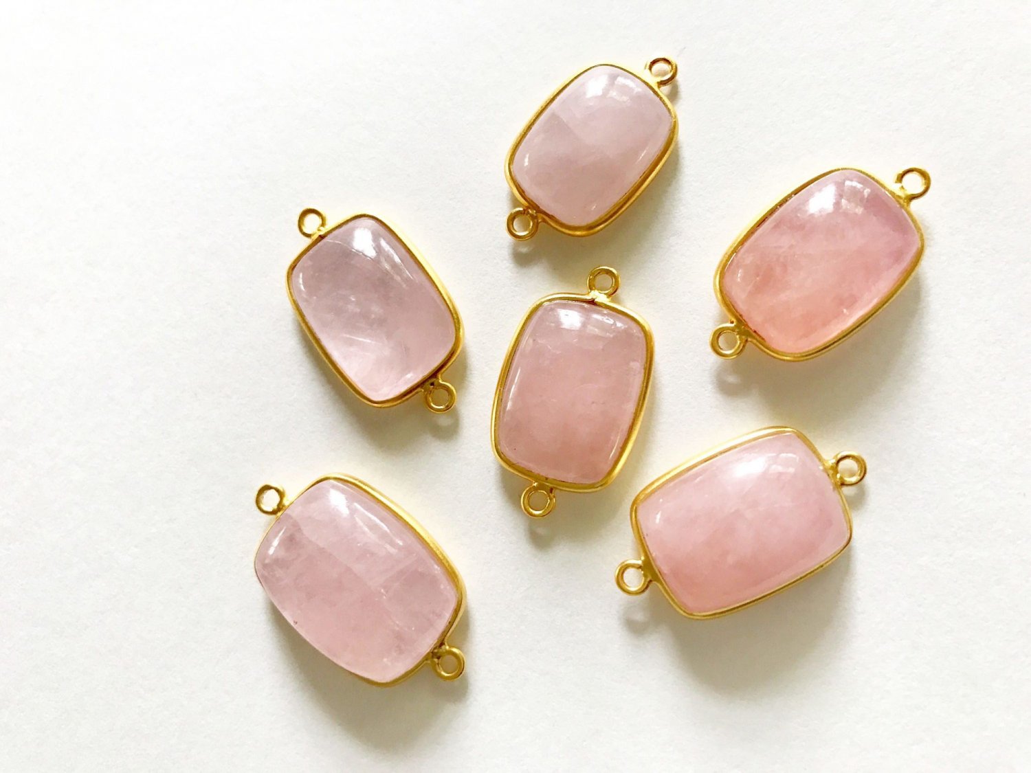Morganite ConnectorSterling Silver Connector Jewelry Supplies Jewelry Making B) 26x14mm - 29x17mm