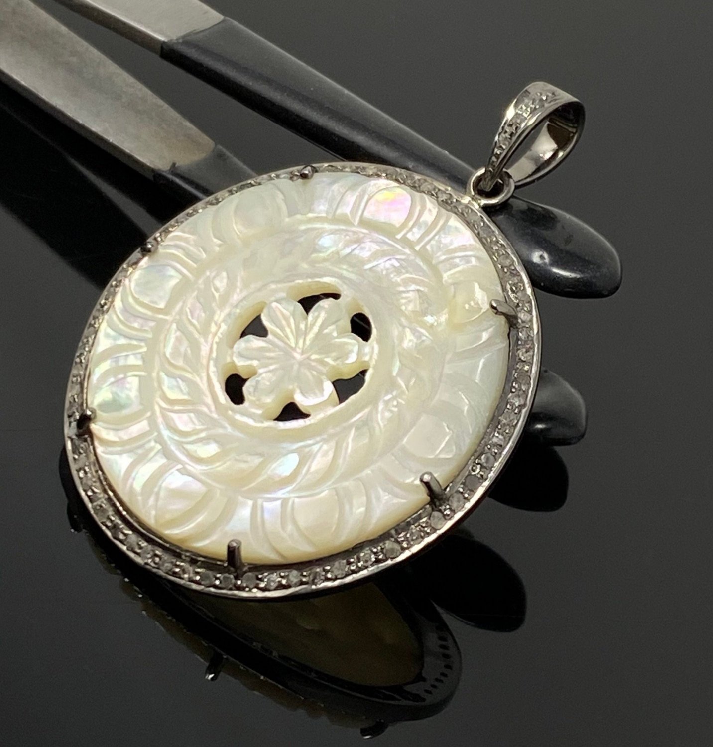Mother Natural Gemstone Pendant Nacre Pendant Sterling Silver Jewelry Gifts for Her Default Title