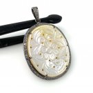Mother of Pearl PaveNacre Pendant Sterling Silver Jewelry Gifts for Her 1.85'x1.20' Default Title