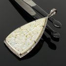 Mother of Pearl PaveNacre Pendant Sterling Silver Jewelry Gifts for Her 2.35'x1.15' Default Title