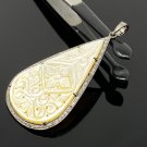 Mother of Pearl Pave Nacre Pendant Sterling Silver Jewelry Gifts for Her 2.5'x1.25' Default Title