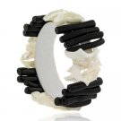 Mother of Pearl Shell & Onyx Stone Chunky Bracelet B9843M
