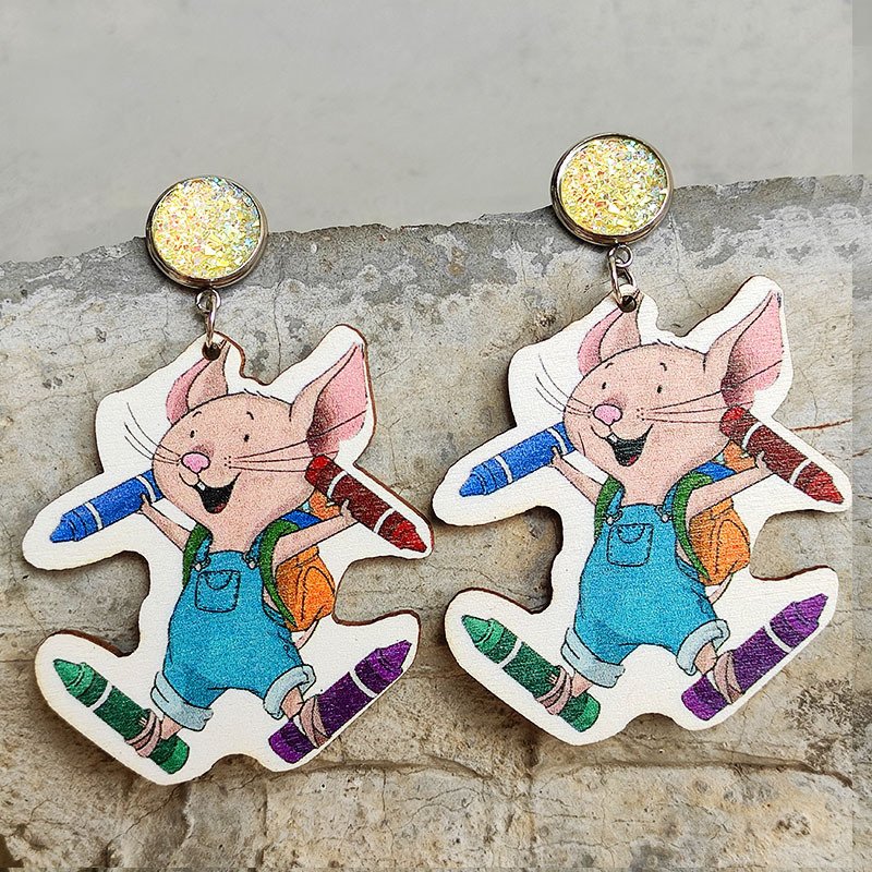 Mouse Cheese Earrings Colored Pencil Mug Earrings 1