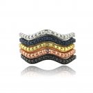 Multi Color Diamond Accents Stackable Wave Ring Set RTBR13810M41-7