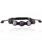 Multi Purple Crystal Fireball & Hematite 10mm Adustable Shamballa Bracelet B13017M4