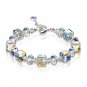 Multicolored Square Crystal Bracelet with Rhodium Finish B