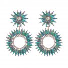 Multilayer Alloy Diamond Rhinestone Floral Earrings color
