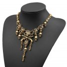 Multilayer Skull and Ghost Head Tassel Alloy Necklace ancient silver