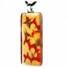 Murano Glass Bronze Gold Color Glitter, Brown Orange Rectangle Silk Pendant Necklace N9275