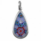 Murano Glass Millefiori Teardrop Flower Pendant 2166