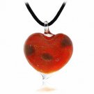 Murano Glass Red Glitter Heart Silk Pendant N9353