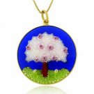 Murano glass Round Pendant w Tree Design 2167